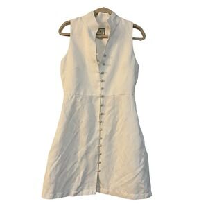 Tuckernuck White Mini Dress Size Medium Linen Blend Sleeveless Leighton Pockets